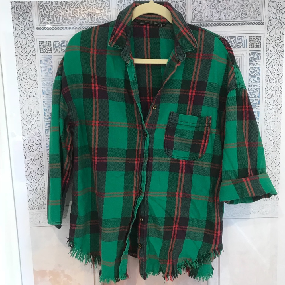 Zara Trafaluc Collection plaid button down - M